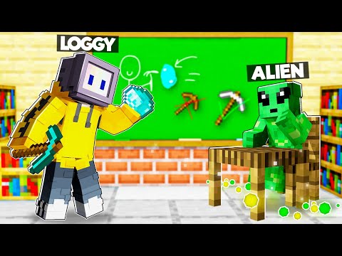 TEACHING MY ALIEN FRIEND MINECRAFT