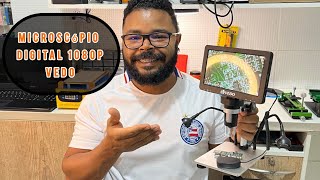UNBOX MICROSCÓPIO DIGITAL 1200x Lcd 7 Full Hd 1080p C/bateria Led Para Manutenção. 