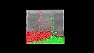 Fluid particles simulation test 2 - two fluids particles (6k) with different mass