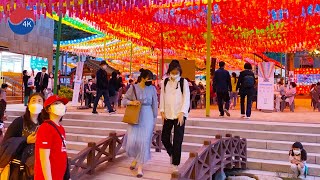 [4K]Seoul Walk-Colorful 2021 Buddha's Day, Jogyesa Temple Splendid Lotus Lantern Festival Night View