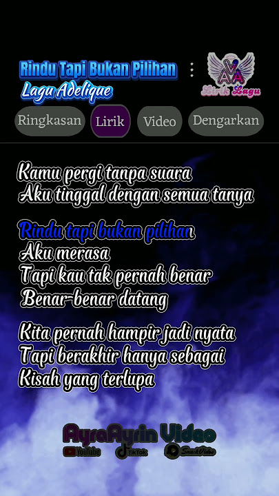 Lirik lagu RINDU TAPI BUKAN PILIHAN - Adelique #liriklagu #laguviral #viraltiktok
