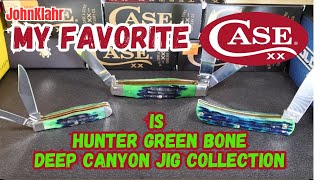 Case XX Hunter Green Bone Deep Canyon jig Large Stockman is part of my favorite Case knife family