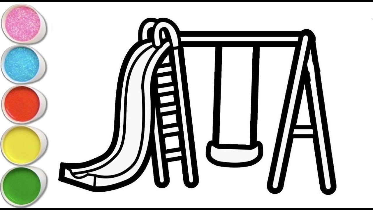 How to draw a Playground Slider and Swing for Kids - YouTube