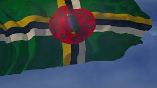 Waving Flag And National Anthem Of Dominica