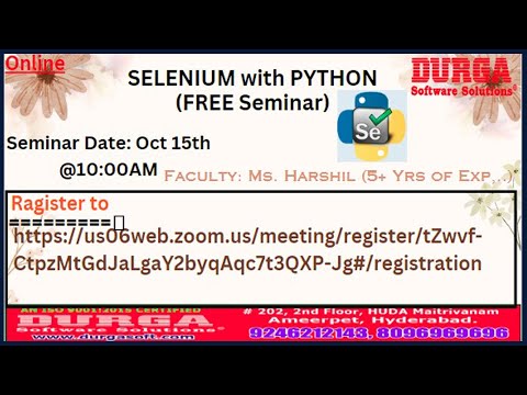 SELENIUM with PYTHON (FREE Seminar) Online Training @ DURGASOFT