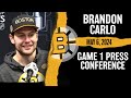 Brandon Carlo&#39;s Dad Strength Powers Bruins To Game 1 Win Over Panthers | Postgame Press Conference