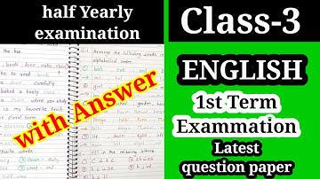 Class-3 ENGLISH 1st term examination latest question paper | class 3 english latest question paper