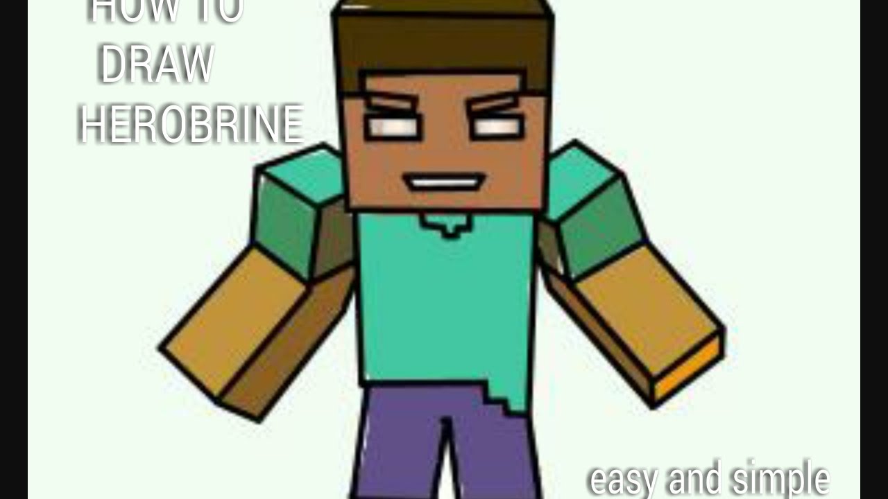 How to draw herobrine (easy) - YouTube