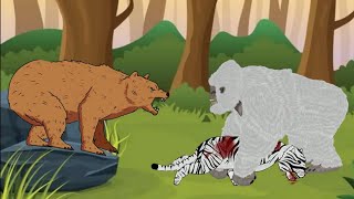 White Tiger vs Albino Gorilla vs Grizzly Bear - DC2 Animation