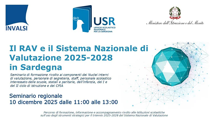 Il RAV e il Sistema Nazionale di Valutazione 2025-2028 in Sardegna, 10/12/2025, 11:00-13:00