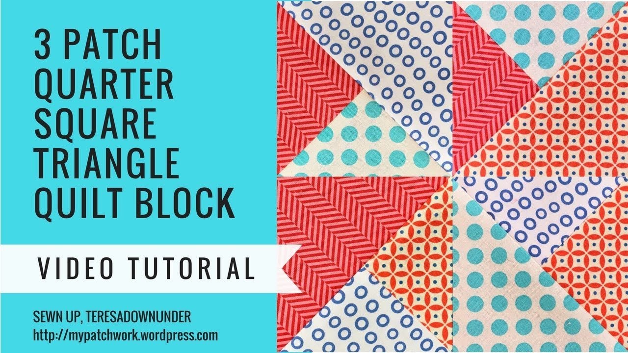 2 minute video tutorial: 3 quarter square triangles quilt block - YouTube