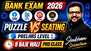 Bank Exams 2026 Reasoning | Puzzle VS Seating Arrangement | Prelims Level  Questions | Shubham Sir