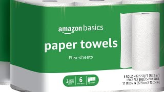 Amazon Basics 2-Ply Paper Towels, Flex-Sheets, 150 Sheets per Roll, 12 Rolls (2 Packs of 6), White