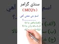 Sindhi grammar MCQs