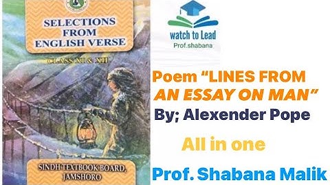 Poem “LINES FROM AN ESSAY ON MAN” by Alexander Pope | Class XII