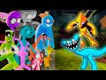 Yellow  cyan together vs different ghost rainbow friends  friday night funkin mod roblox