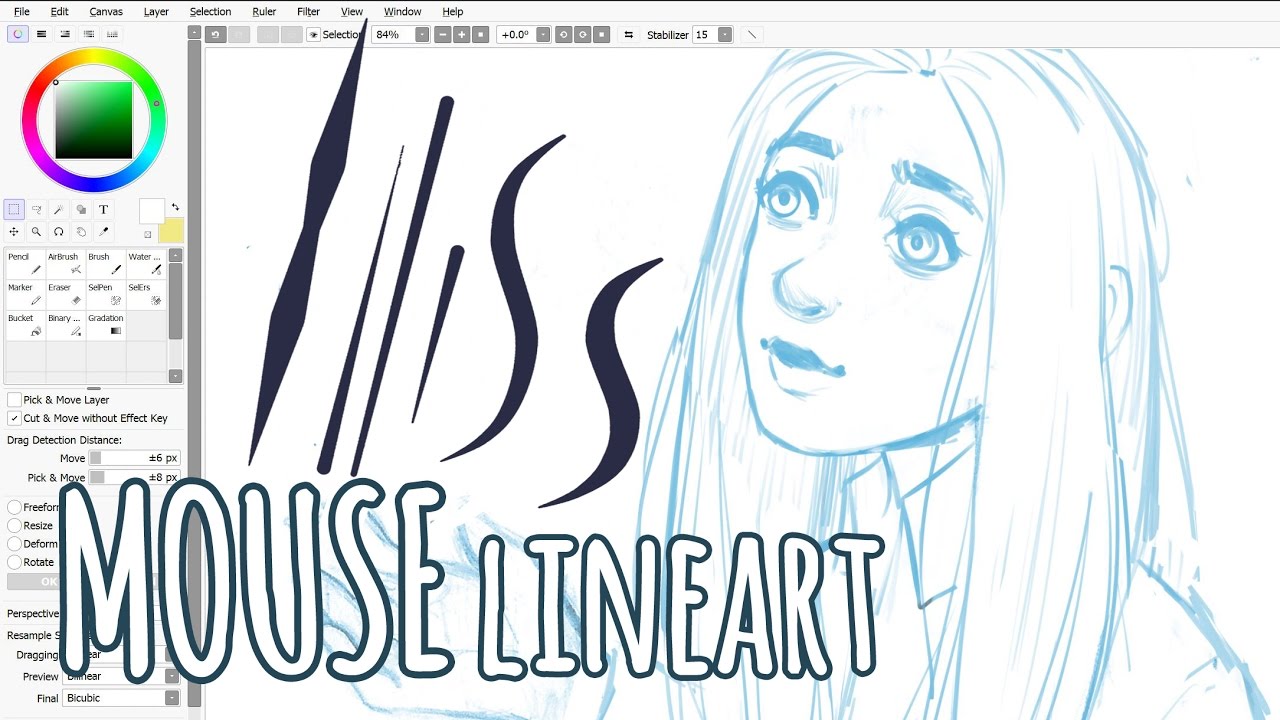 Lineart With A Mouse Paint Tool Sai Tutorial Youtube