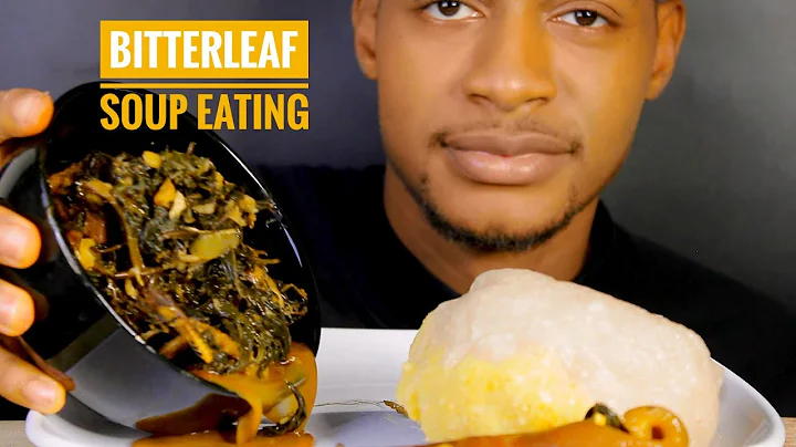 ASMR NIGERIAN EBA FUFU,BITTERLEAF SOUP, BEEF, COW SKIN & STOCKFISH EATING(No talking)|food Monger