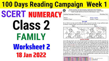 SCERT Class 2 Maths (NUMERACY) Week 1 Worksheet 2 | Class 2 Reading Campaign Week 1