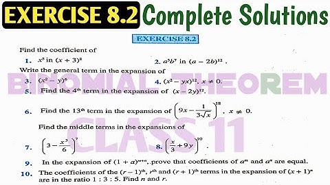 NCERT Class 11 Maths Exercise 8.2 Complete Solution | Binomial Theorem | by MK Raza