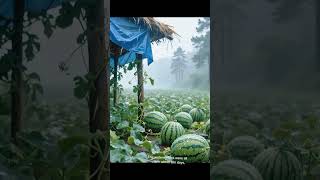 Watermelon Fields In The Rain,Fresh And Bountiful