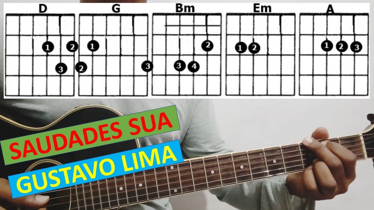 Gusttavo Lima cantando Saudade Sua (Acústico Voz e Violão com Letra e Cifra)  Video Aula 
