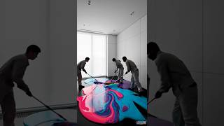 💫 Ethereal Pink &amp; Cyan Violet Swirl Epoxy Bedroom Floor Magic #epoxyfloor #FloorMakeover #shorts