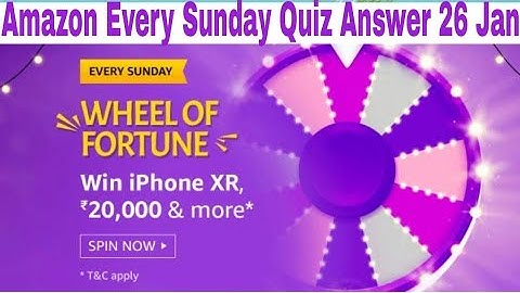 Amazon Every Sunday Quiz Answer Today 26 Jan | Wheel of Fortune quiz today