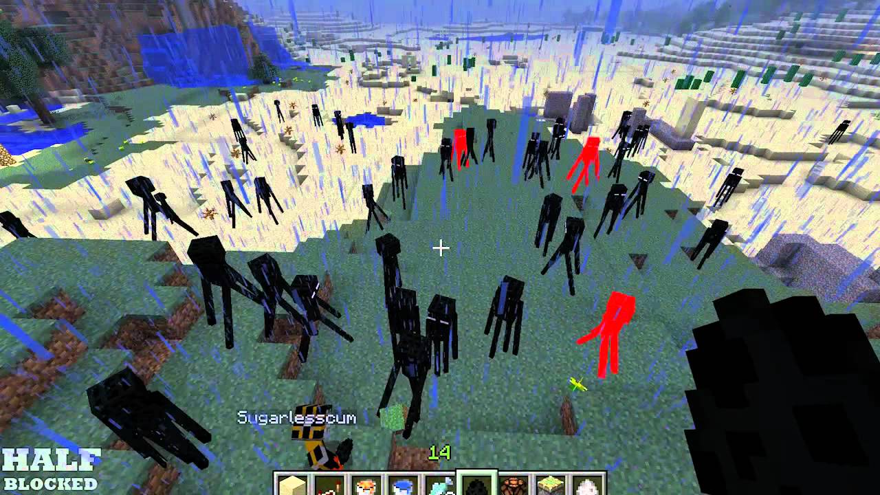 What happens when you spawn Endermen in the rain, Endermen Gone Wild