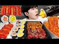 ASMR MUKBANG | 직접 만든 스팸 계란 김밥 & 양념치킨 불닭볶음면 떡볶이 레시피 & 먹방 FRIED CHICKEN AND FIRE NOODLES