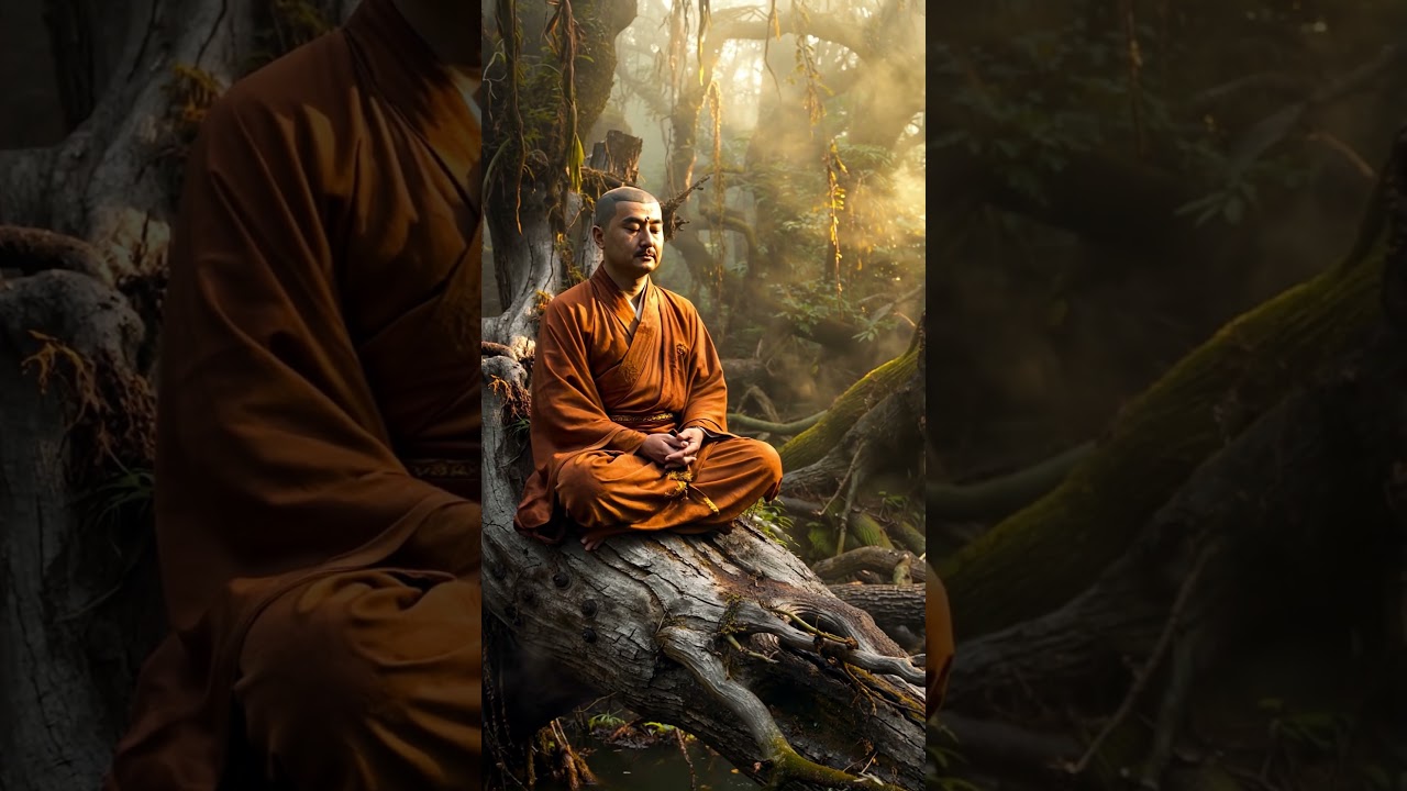 Buddhist Monk in a Mystical Forest
