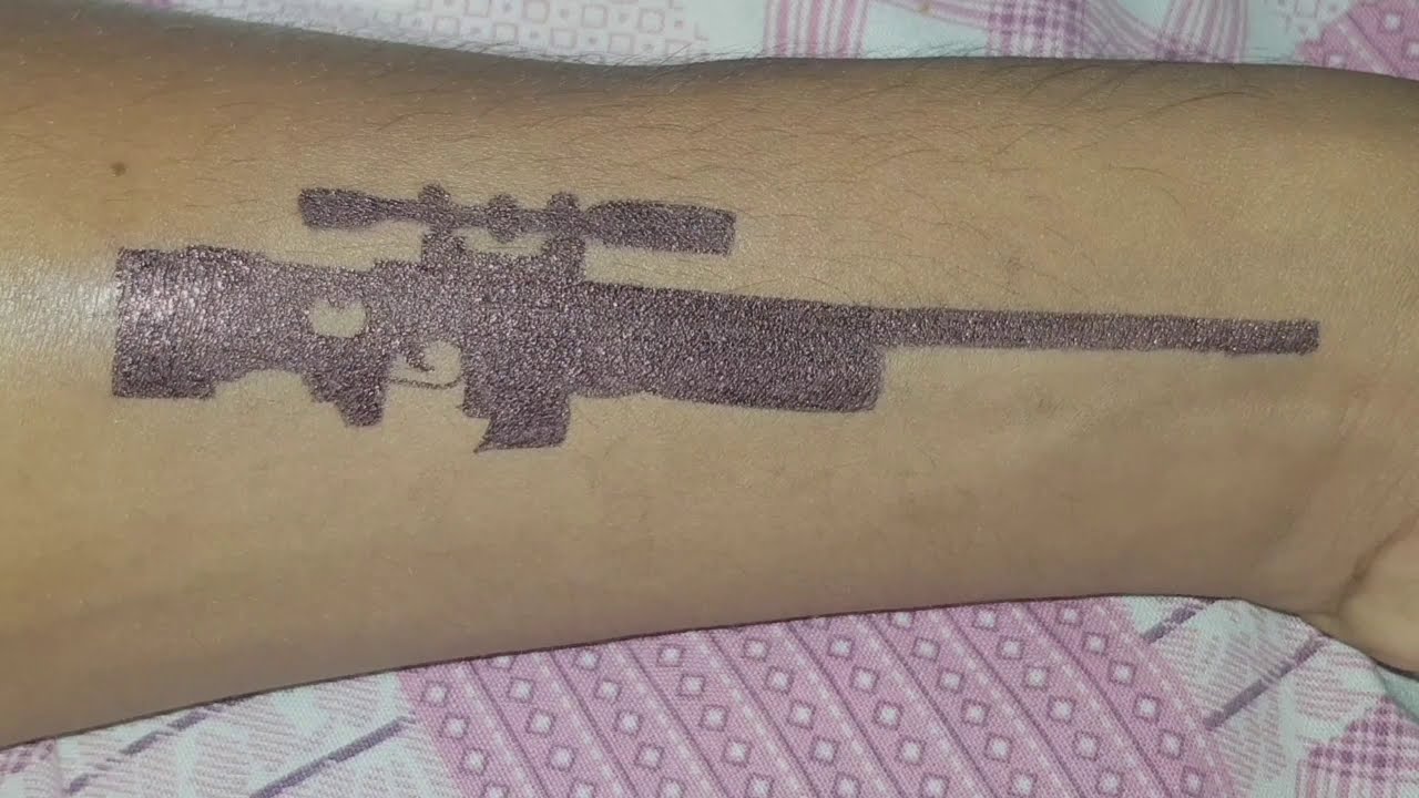 AWM pubg gun tattoo  pubg and free fire gun tattoo  pen tattoo  hand  tattoo  gun tattoo  YouTube