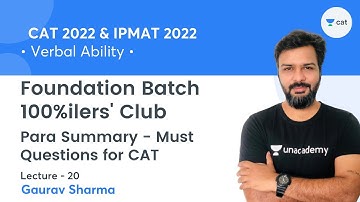 Para Summary - Must Questions for CAT L20 l Foundation Batch - 100%ilers