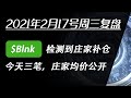 【2021/2/17周三收盘后】Blnk检测到庄家补仓，三笔补仓的筹码分布