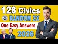 USCIS New 128 Civics Questions and EASY Answers Random 2X [Slow] Civics Test US Citizenship 2026