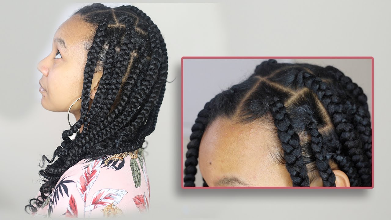 knotless box braids with curly ends