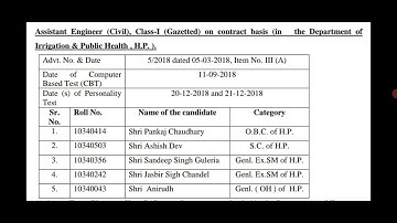 HPPSC AE Civil Exam 2018 Final Cutoff + Screening Test + Personality test