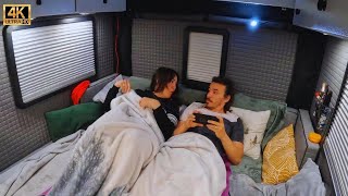 WARM CAMPING WITH A CARAVAN WITH STOVE IN A SEVERE STORM