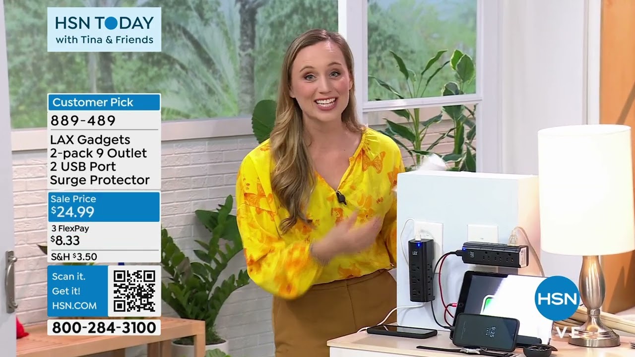 LAX Gadgets 2pack 9 Outlet 2 USB Port Swivel Surge Prote...