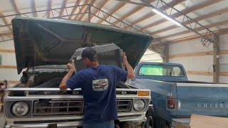 Direct fit aluminum radiator install on the 77 Ford