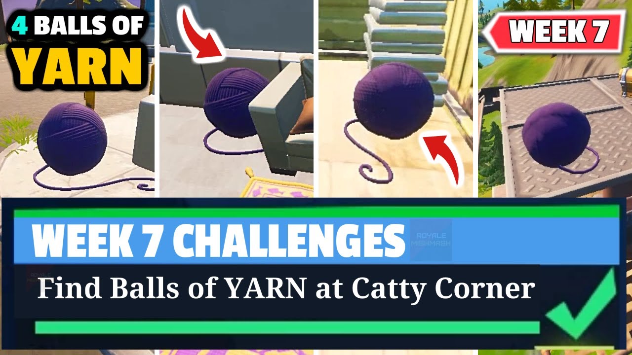 Find Balls Of Yarn At Catty Corner Fortnite Balls Of Yarn Locations Catty Corner Yarn Fortnite Youtube
