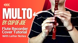 Multo - Cup Of Joe Flute Recorder Tutorial With Letter Notes Chords