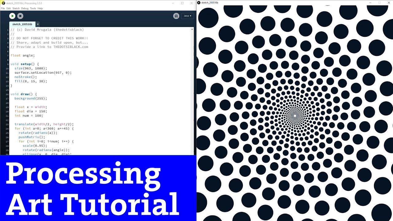 Ep.6 Processing art tutorial | Optical Illusion | ROTATE + SCALE + FOR (Creative coding art) - YouTube Ep.6 Processing art tutorial | Optical Illusion | ROTATE + SCALE + FOR (Creative coding art) - YouTube