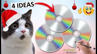 4 Manualidades para NAVIDAD con CDS  (ideas navideñas con reciclaje 2021) 