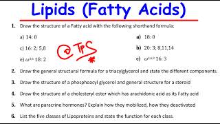 LIPIDS & FATTY ACIDS - STEP BY STEP TUTORIAL SHEET SOLUTIONS
