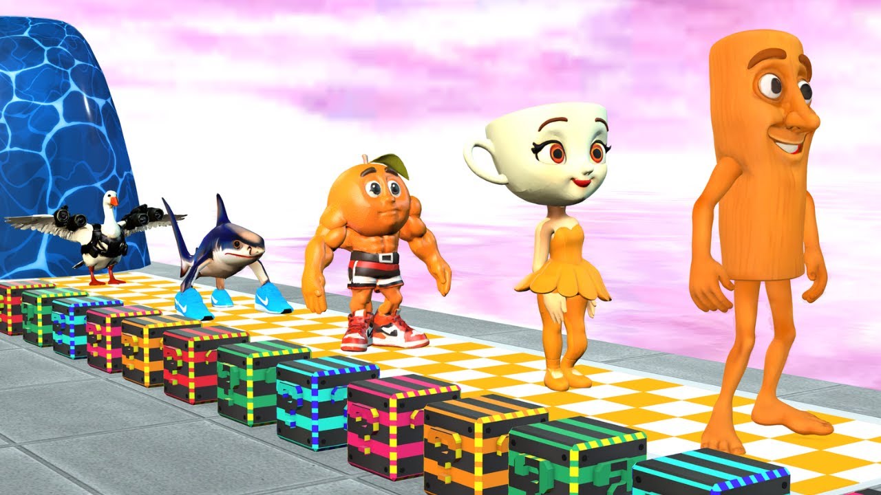 Long Slide Game With Cow Elephant Gorilla Hippopotamus Tiger 3d Animal Game Funny 3d Animals