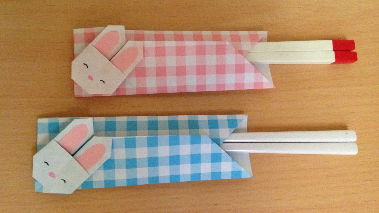 折り紙 ウサギの箸袋 箸入れ 簡単な折り方 Niceno1 Origami Bunnyrabbit Chopsticks Holder Youtube