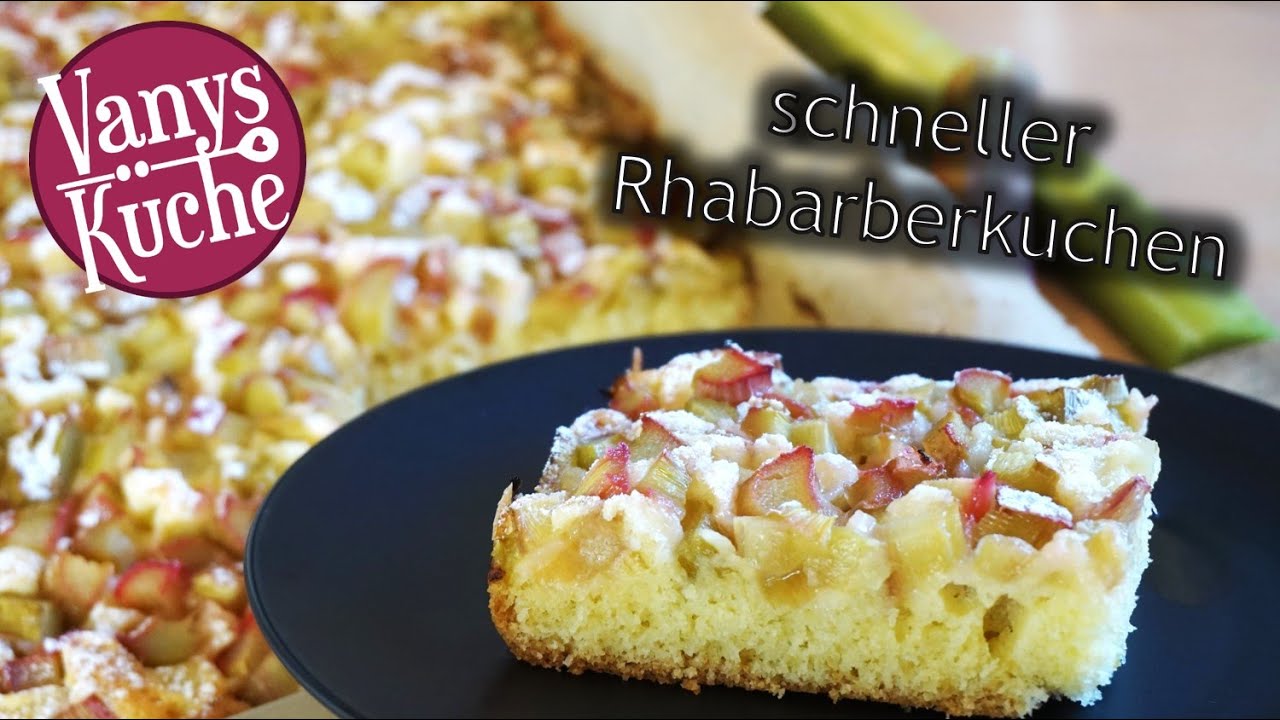 Rhabarberkuchen mit Rührteig / versunkener Rhabarberkuchen - YouTube