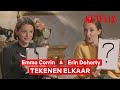 Emma Corrin & Erin Doherty tekenen elkaar | The Crown