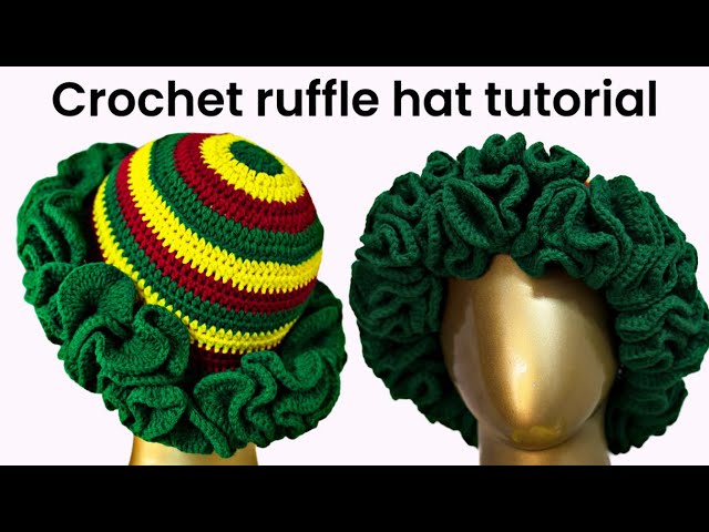 Cream to Brown Ombré Big Ruffle Handmade Crochet Bucket Hat